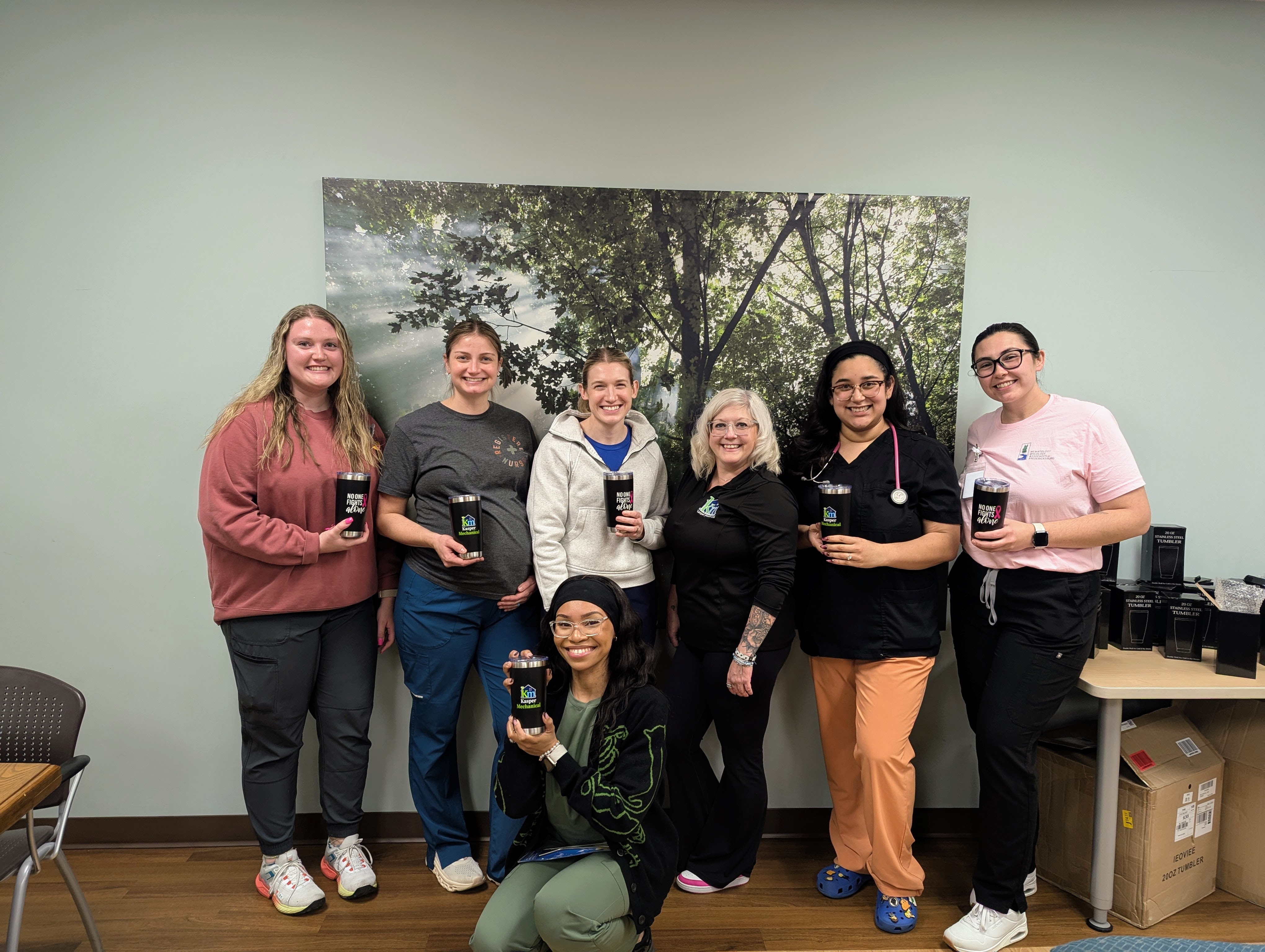 Kasper Mechanical delivered snacks and special tumblers to the staff at Hematology Oncology Associates of Fredericksburg.