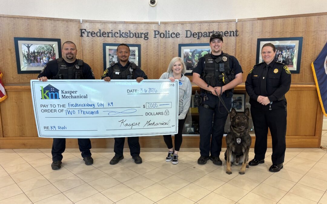 Fredericksburg Police K9 Rudi Receives Life-Saving Vest Thanks to $2,000 Donation from Kasper Mechanical Heating & Air Conditioning